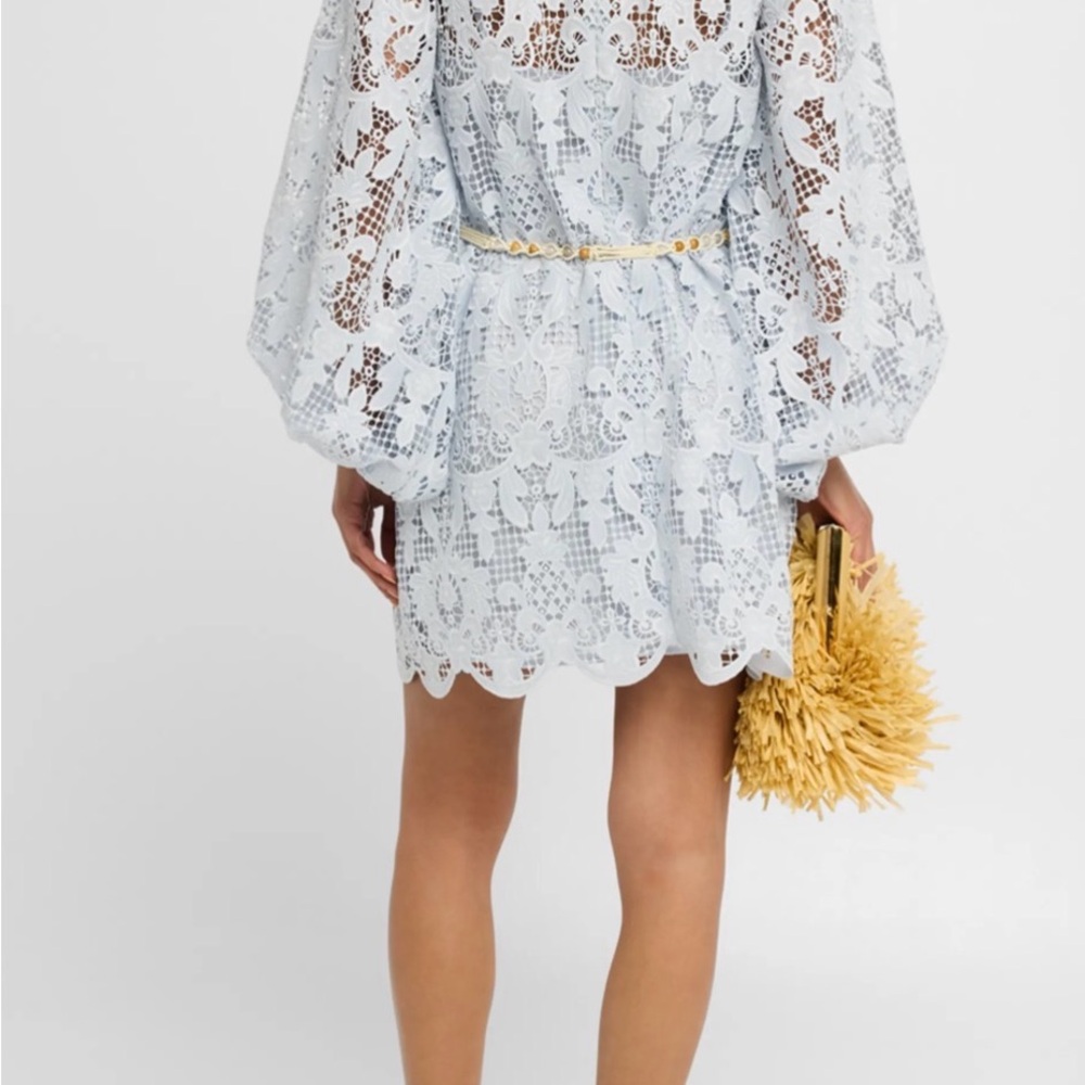 Zimmermann Light Blue Lace Mini Dress - Picture 3 of 3